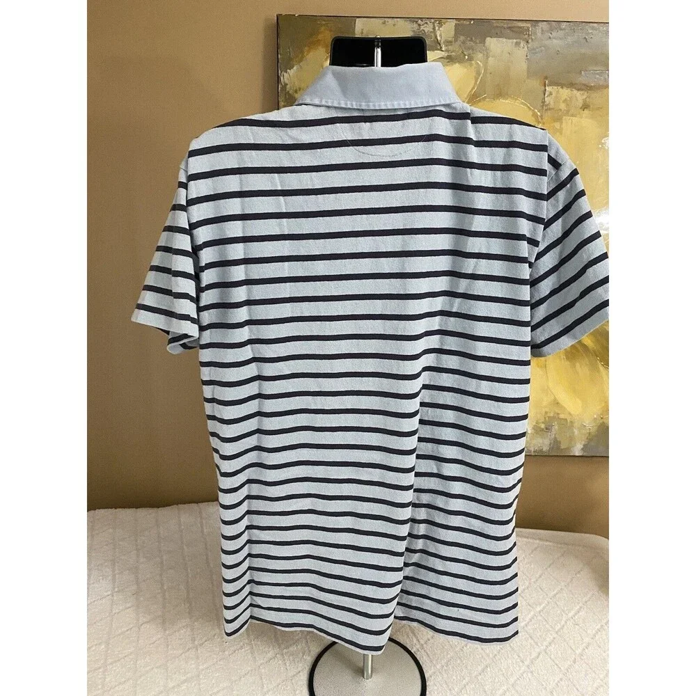 Vintage Ralph Lauren Blue Striped Men’s Polo Tee  Size XL